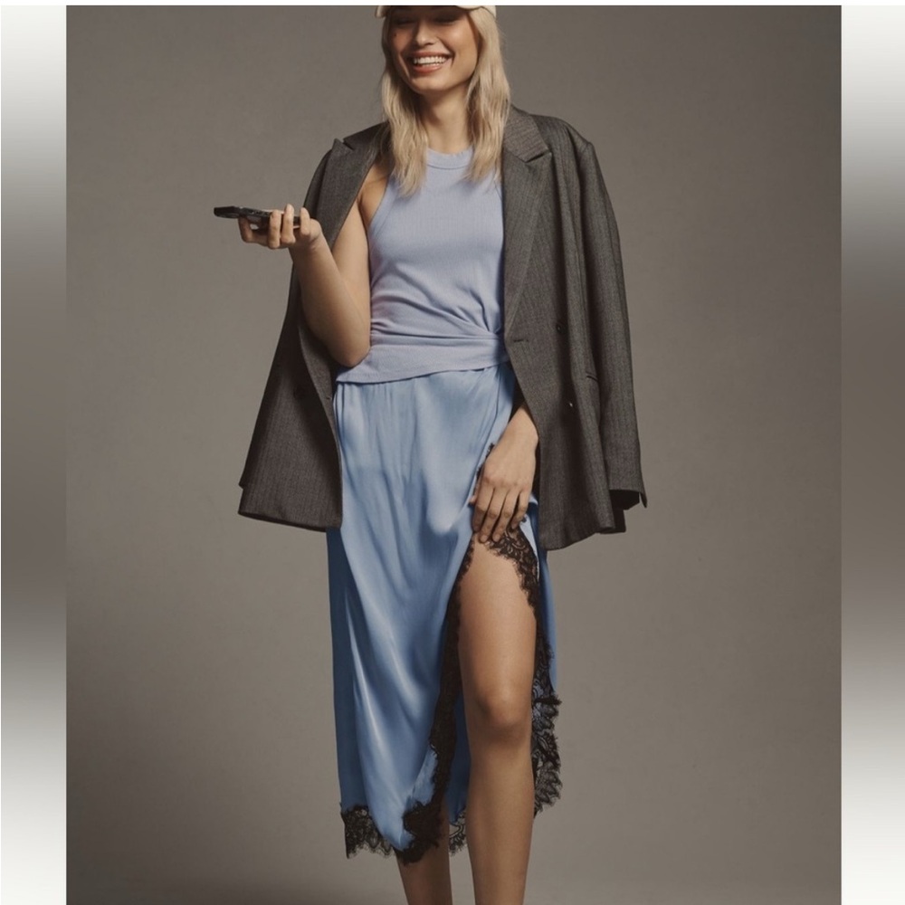 Anthropologie Keeley Twofer Lavender Wrap Midi Skirt with Slit and tank 1 piece